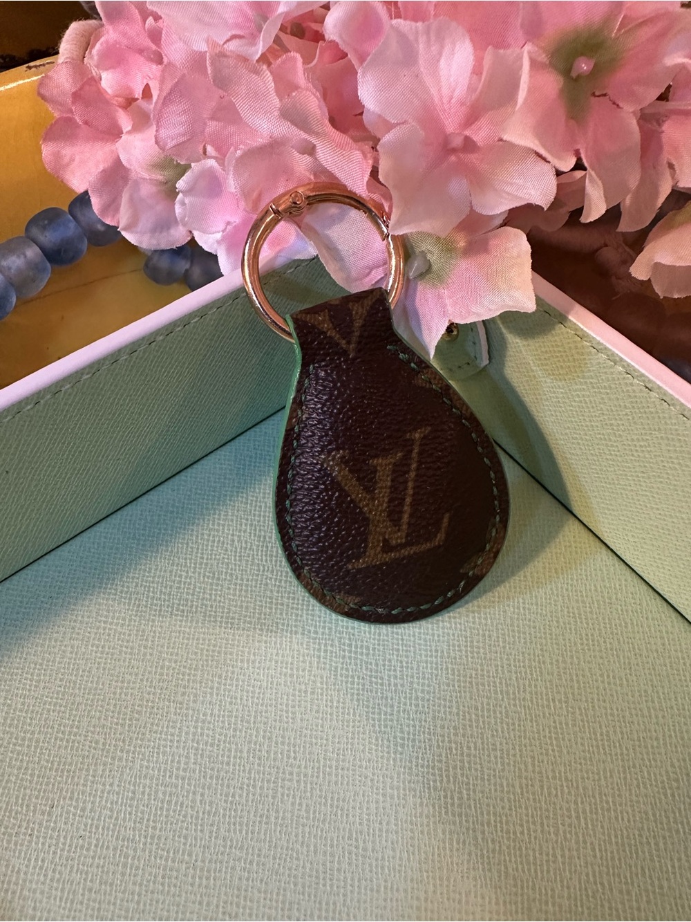 Puffy Leather & Canvas Key Chain